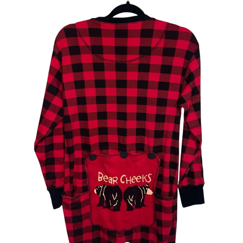 Lazy One Pajamas Womens Medium One Piece PJs Bear Cheeks Trap Camping Cabin
